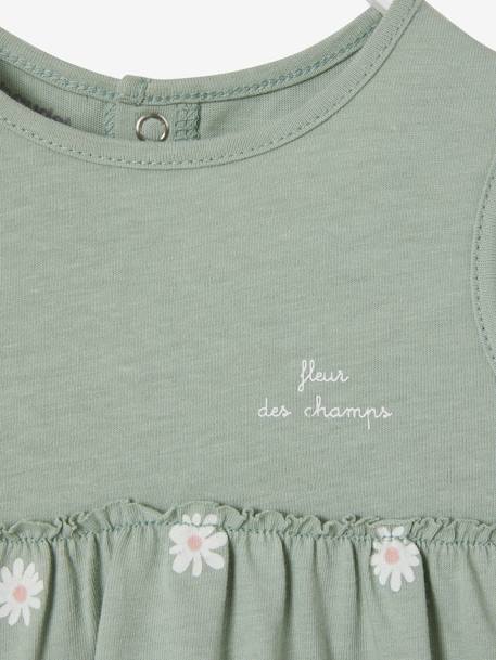 Kleid mit Haarband für Mädchen Baby - altrosa+graugrün bedruckt+wollweiß+zartrosa+zartrosa - 9