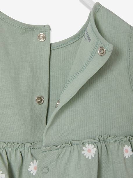 Kleid mit Haarband für Mädchen Baby - altrosa+graugrün bedruckt+wollweiß+zartrosa+zartrosa - 10