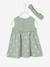 Kleid mit Haarband für Mädchen Baby Oeko Tex - altrosa+graugrün bedruckt+wollweiß+zartrosa+zartrosa - 8