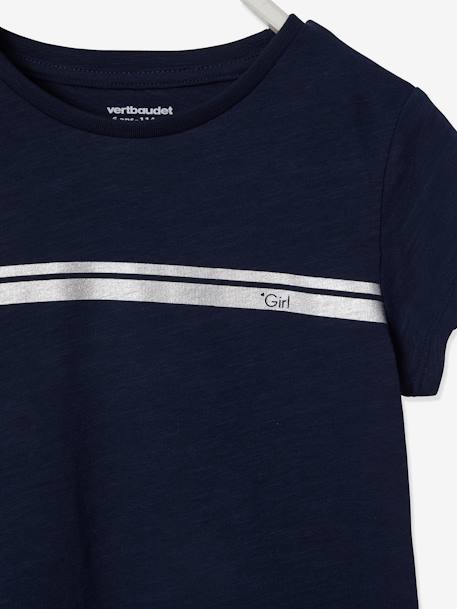 Mädchen Sport-T-Shirt mit Glanzstreifen Oeko Tex® - aubergine+blau+nachtblau+wollweiß+zartrosa - 9