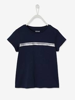 Maedchenkleidung-Shirts & Rollkragenpullover-Shirts-Mädchen Sport-T-Shirt mit Glanzstreifen BASIC Oeko-Tex
