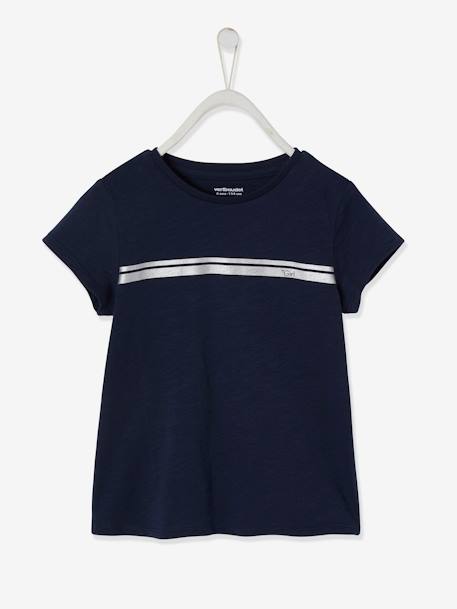 Mädchen Sport-T-Shirt mit Glanzstreifen Oeko Tex® - aubergine+blau+nachtblau+wollweiß+zartrosa - 7
