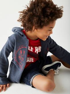 Jungenkleidung-Pullover, Strickjacken, Sweatshirts-Sweatshirts-Kapuzen-Sweatjacke für Jungen BASIC Oeko-Tex