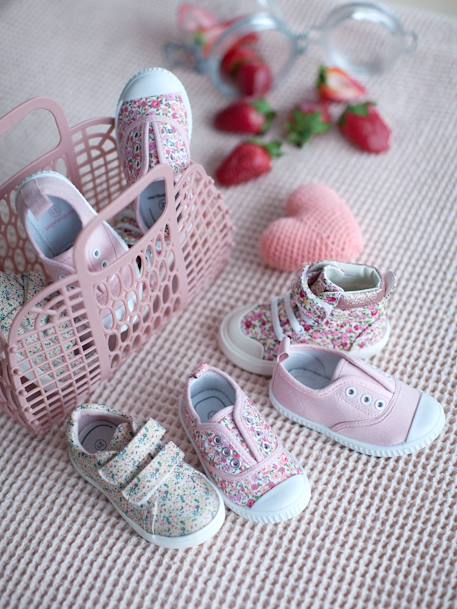 Hohe Mädchen Baby Sneakers - rosa geblümt - 6