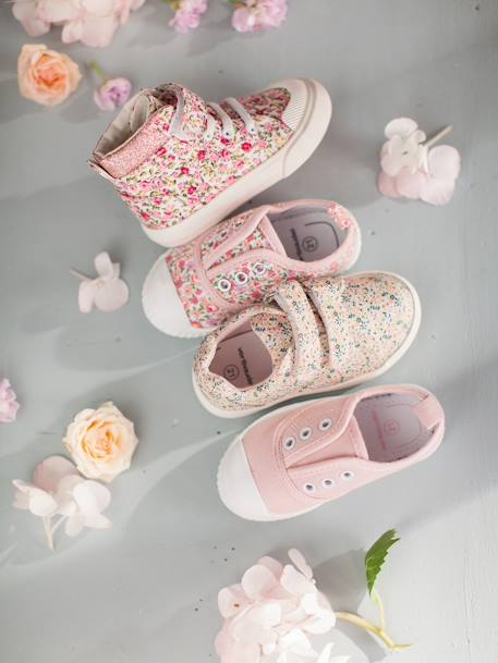 Hohe Mädchen Baby Sneakers - rosa geblümt - 10