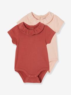 Festliche Kinderkleidung-Babymode-2er-Pack Baby Kurzarm-Bodys, Rüschenkragen Oeko-Tex®