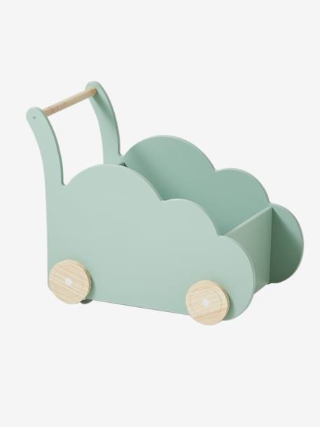 Kinderzimmer Fahrbare Spielzeugkiste „Wolke“ - grau+grün+rosa+weiß - 6