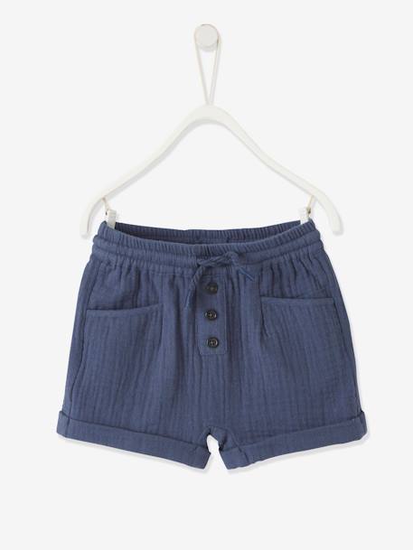 Baby Shorts, Musselin - dunkelblau+gelb - 3
