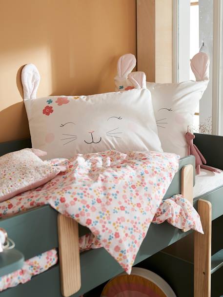 Kinder Bettwäsche-Set ,,Blumenhase' Oeko Tex® - wollweiß/rosa - 5