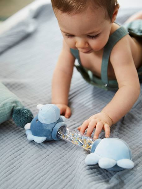 Baby Stoffrassel „Kleiner Dino“ - blau - 4