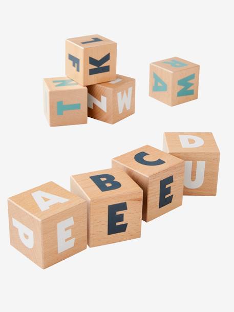 10 große Buchstaben-Würfel aus Holz FSC® - mehrfarbig - 5