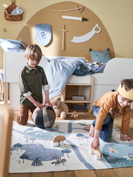Kinderzimmer Spielteppich ,,Ritter', Recycling-Baumwolle - wollweiß/grün/blau - 4