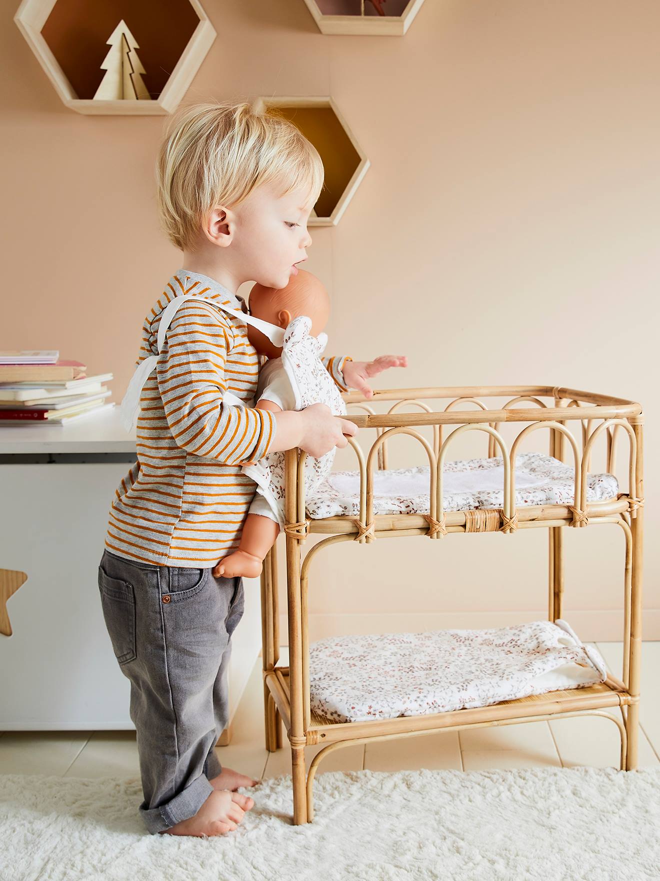 Puppen Wickeltisch aus Rattan MINI BOHO