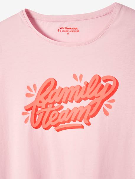 vertbaudet x Studio Jonesie: Damen T-Shirt „Family Team“, Bio-Baumwolle - rosa - 4