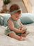Kleid mit Haarband für Mädchen Baby - altrosa+graugrün bedruckt+wollweiß+zartrosa+zartrosa - 6