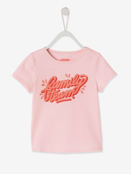 vertbaudet x Studio Jonesie: Baby Mädchen T-Shirt „Family Team“, Bio-Baumwolle - rosa - 2