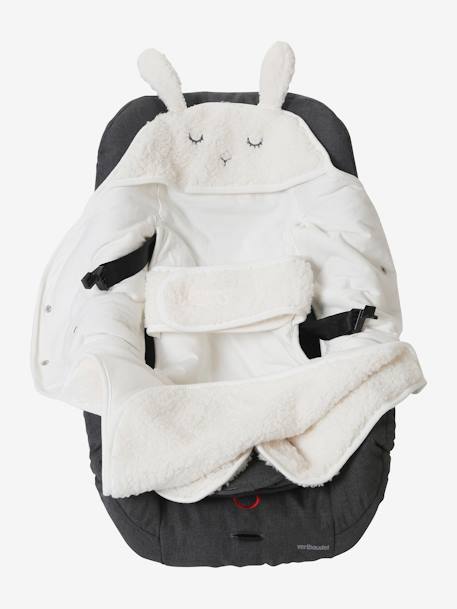 Baby Plüsch-Ausfahrsack, Fell-Imitat - braun/bär+wollweiß/hase - 10