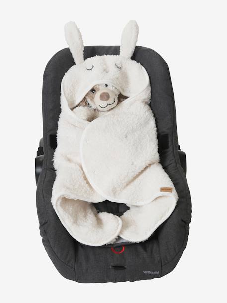 Baby Plüsch-Ausfahrsack, Fell-Imitat - braun/bär+wollweiß/hase - 8