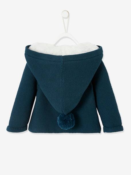 Baby Strickjacke, gefütterte Kapuze - beige+graugrün+zartrosa - 5
