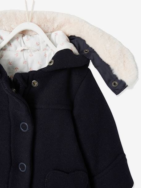 Mädchen Baby Mantel mit Kapuze - hellgrau meliert+nachtblau - 11