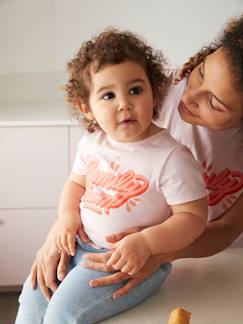 Babymode-Shirts & Rollkragenpullover-Shirts-vertbaudet x Studio Jonesie: Baby Mädchen T-Shirt „Family Team“, Bio-Baumwolle