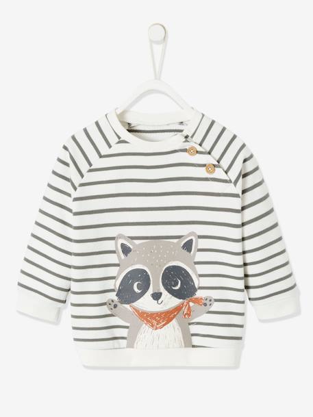 Baby Sweatshirt, Streifen - braun gestreift+grau gestreift - 9