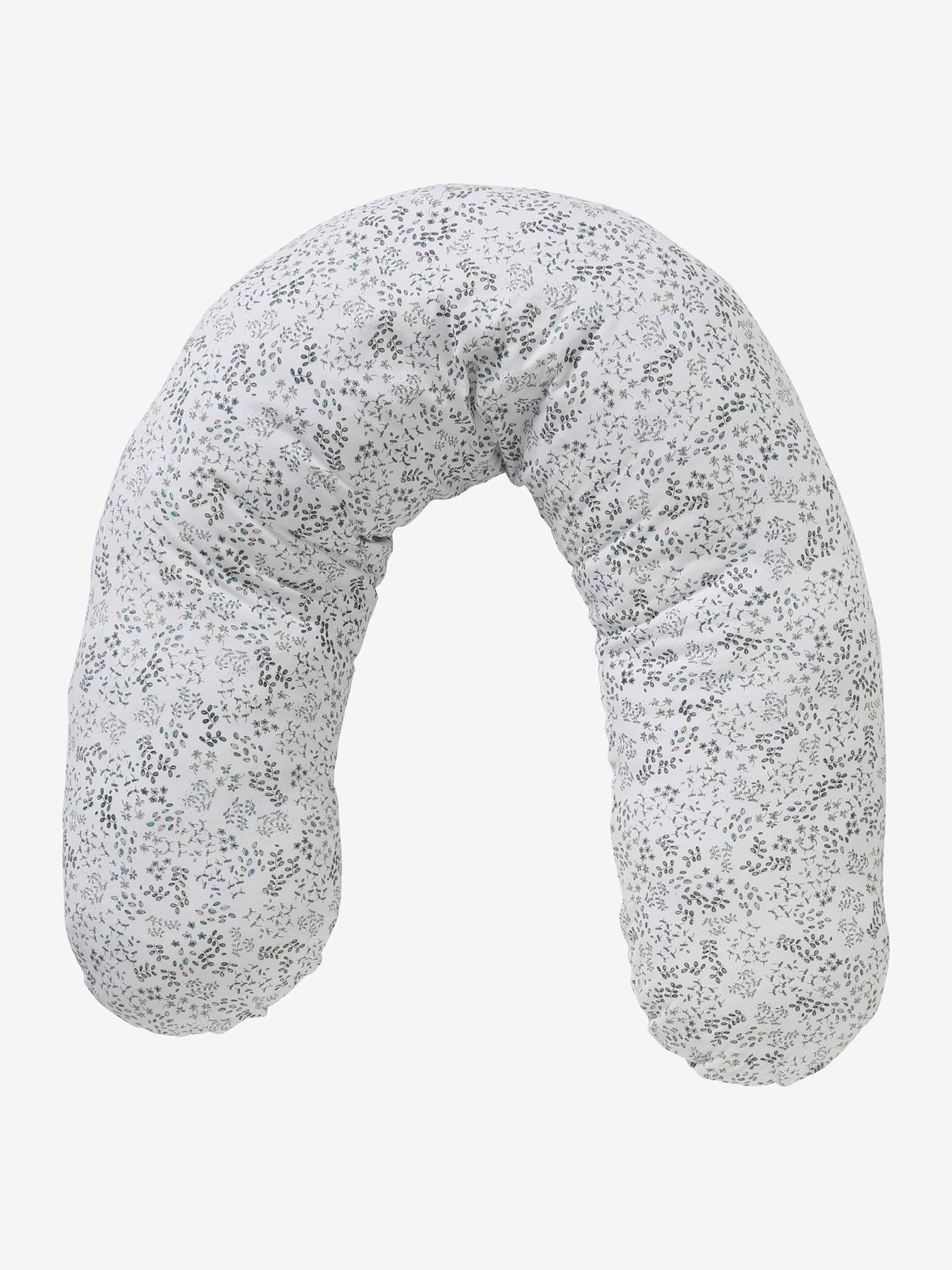 Vertbaudet 2-In-1-Stillkissen Mit Schonbezug Weiß Geblümt/Flora Einheitsgröße