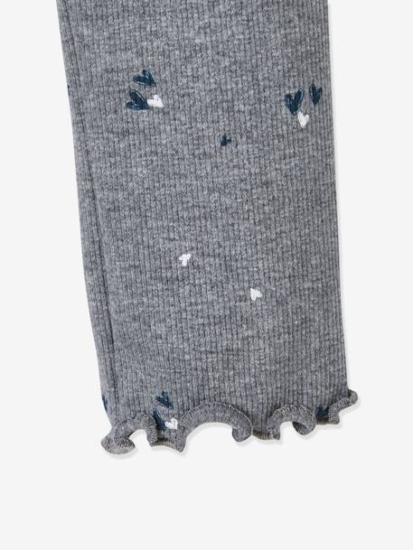 Mädchen Leggings, gerippt - braun bedruckt+dunkelgrau meliert+graugrün+senfgelb+zartrosa - 8