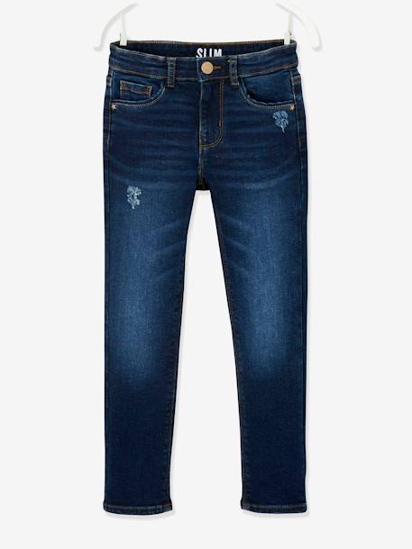 Mädchen Slim-Fit-Jeans ,,waterless', Hüftweite REGULAR - blue stone+dark blue+grau+schwarz - 16