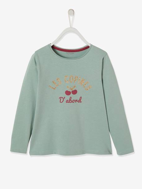 Mädchen Shirt mit Message-Print, Glanzdetails BASIC Oeko-Tex - blaugrau+dunkelgrün+grün+marine+rosa+zartrosa - 7