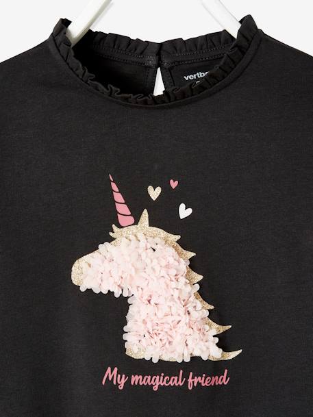 Mädchen Shirt mit Rüschendetails - dunkelgrau+grün+wollweiß+ziegel - 3