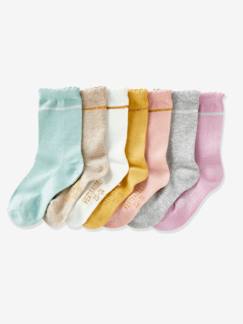 Maedchenkleidung-Unterwäsche, Socken, Strumpfhosen-7er-Pack Mädchen Socken, Glitzerstreifen Oeko-Tex®
