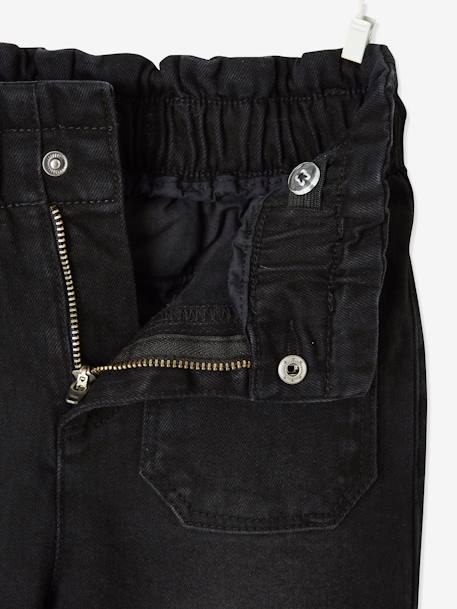 Mädchen Jeans, Paperbag-Stil - blue stone+schwarz - 12