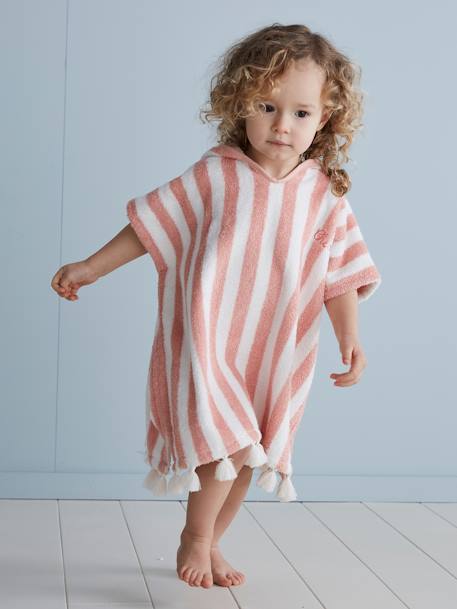 Baby Badeponcho, personalisierbar - blau/weiß gestreift+grün+koralle/weiß gestreift - 9