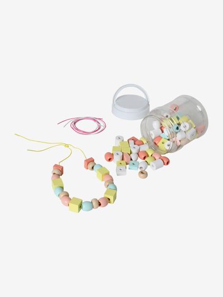 Kinder Fädel-Set, 85 Perlen aus Holz FSC - mehrfarbig+mehrfarbig - 5
