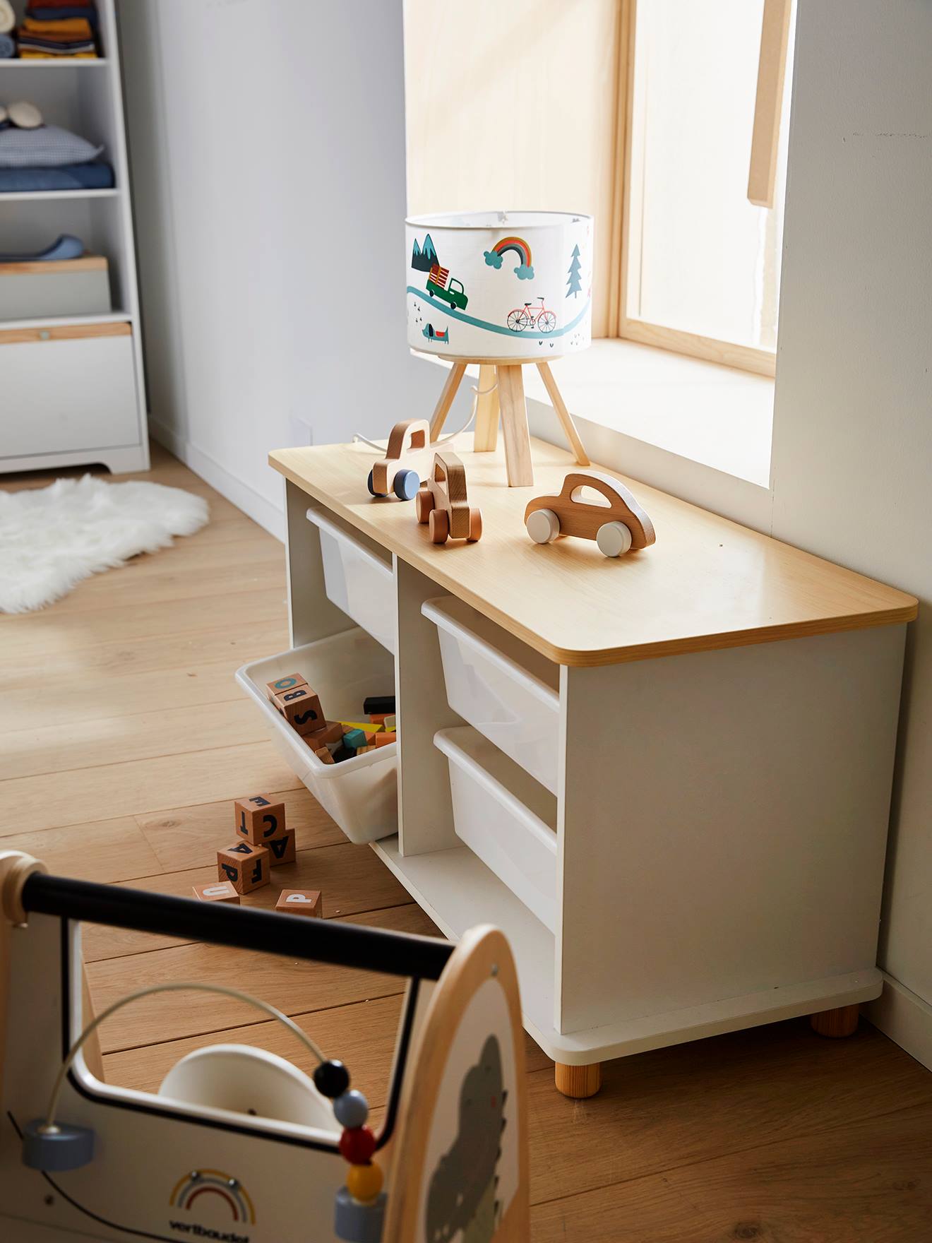 Kinderzimmer Kommode mit 4 Aufbewahrungsboxen PTILOU