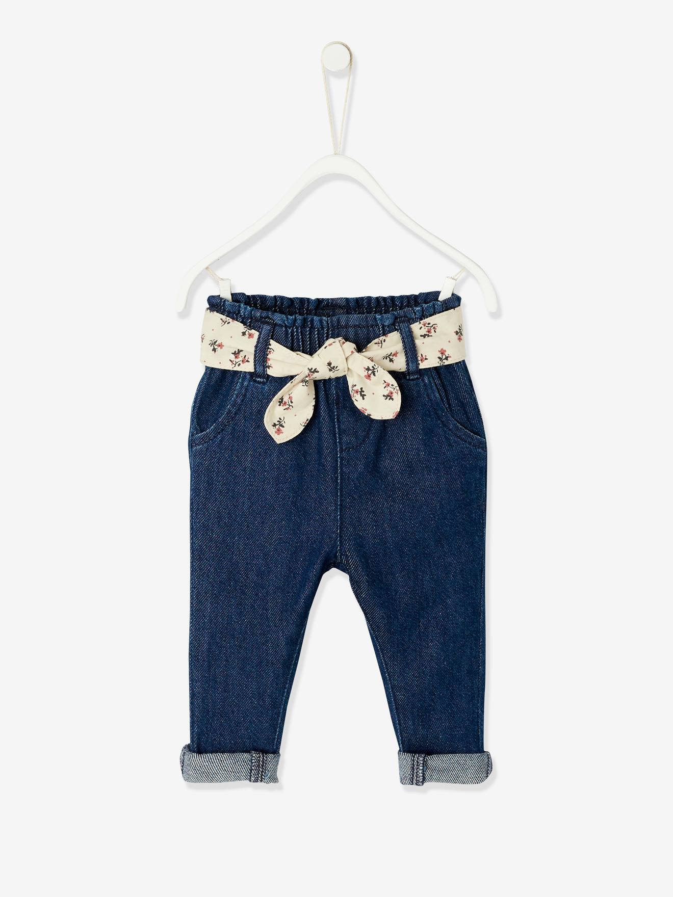 Mädchen Baby Jeans mit Stoffgürtel