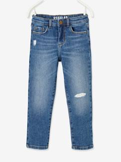 Maedchenkleidung-Jeans-Gerade Mädchen Jeans, Lochstickereien