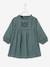 Baby Kleid mit Stickereien - graugrün+hellgrau meliert - 1