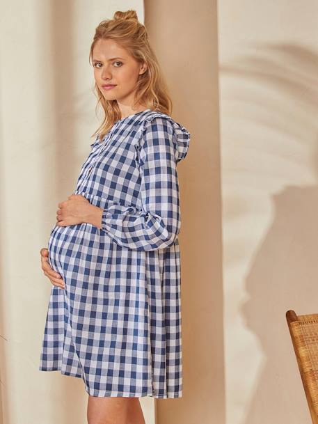 Kurzes Kleid, Schwangerschaft & Stillzeit - weiß/blau gestreift - 9