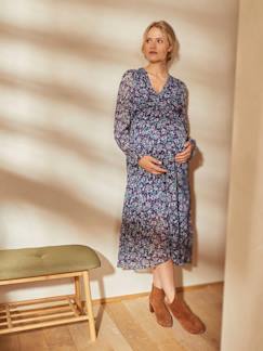 Umstandsmode-Umstandskleider-Maxikleid für Schwangerschaft & Stillzeit, bedruckt