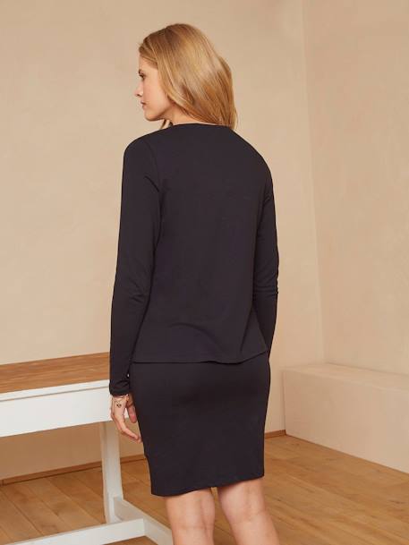 Jerseykleid für Schwangerschaft und Stillzeit, Lageneffekt - schwarz - 3