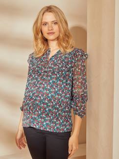 Umstandsmode-Stillmode-Bluse mit Blumenprint, Schwangerschaft und Stillzeit