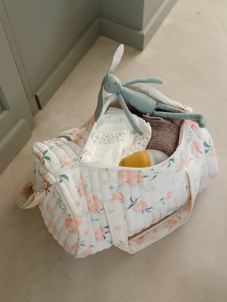 Wickeltasche BABY ROLL aus Musselin, personalisierbar weiß pfeilsymbole+zartrosa 11