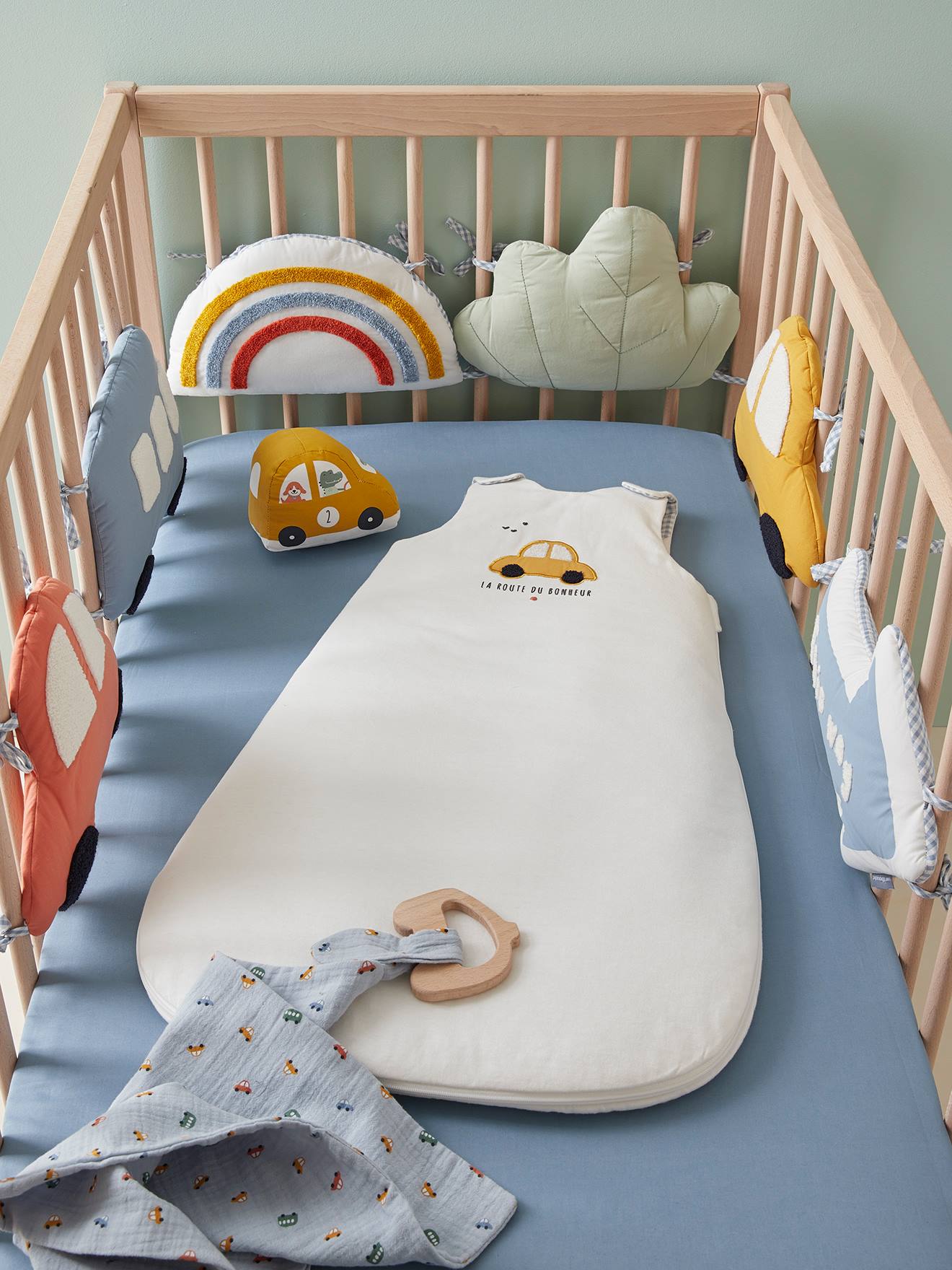 6Stk Baby Bettwäsche Nestchen Bettset für Babybett Bettumrandung Kissen Bett DE 