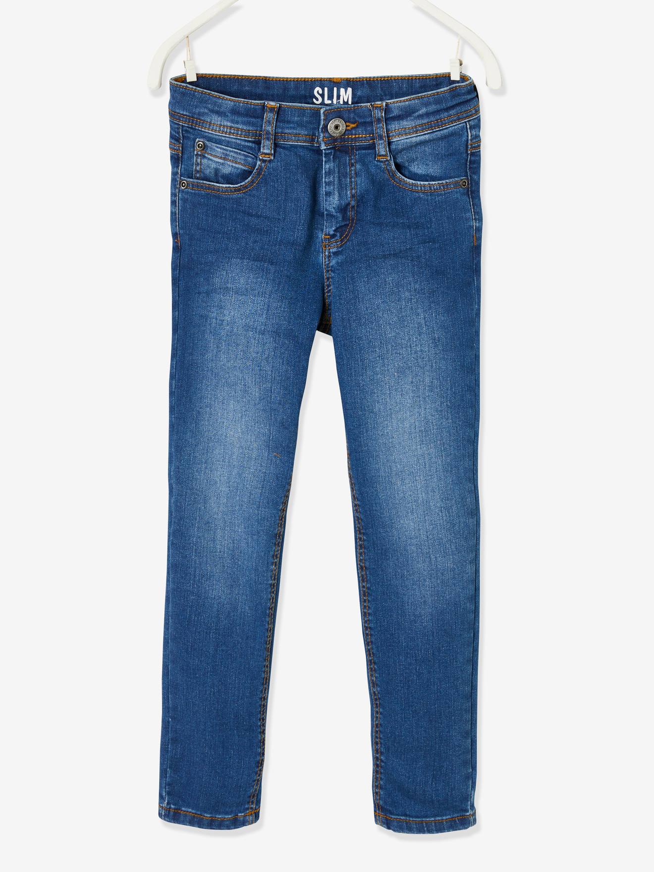Jungen Slim-Fit-Jeans WATERLESS, Hüftweite COMFORT, Bundweite verstellbar blue stone Gr. 140 von vertbaudet