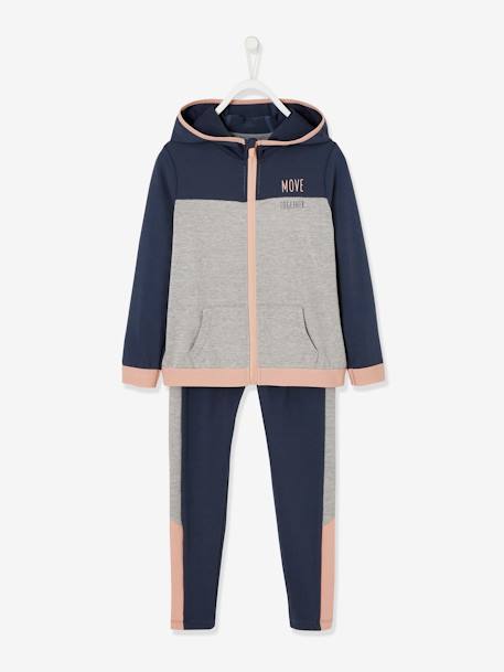 Mädchen Sport-Set: Kapuzenjacke + Leggings Oeko-Tex - dunkelblau - 1