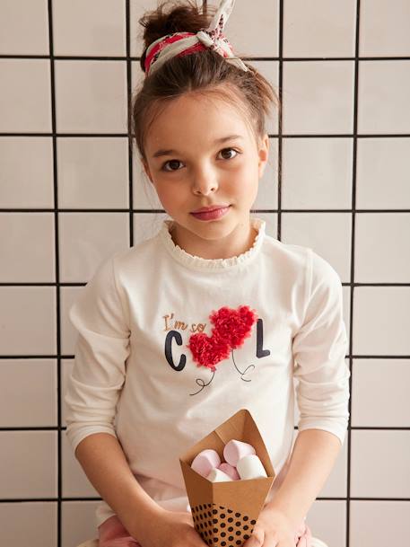 Mädchen Shirt mit Rüschendetails - dunkelgrau+grün+wollweiß+ziegel - 12