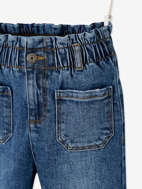 Mädchen Jeans, Paperbag-Stil - blue stone+schwarz - 6