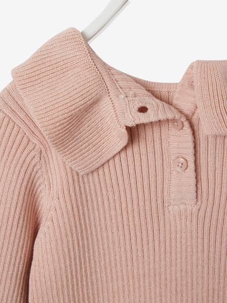 Baby Pullover mit Kragen - bronze+rosa - 8